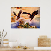 Bald Eagles over de Grote Muur van China Poster (Keuken)