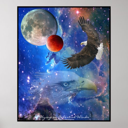 Bald Eagles, Space & Planets Fantasy Art Poster (Voorkant)