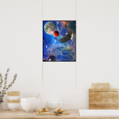 Bald Eagles, Space & Planets Fantasy Art Poster (Keuken)