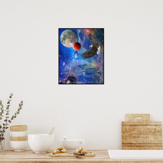 Bald Eagles, Space & Planets Fantasy Art Poster (Keuken)
