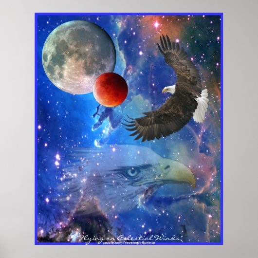 Bald Eagles, Space, Planets, Galaxies Art Poster (Voorkant)