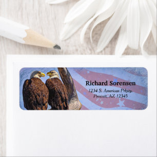 Bald Eagles Stars and Stripes Patriotic Theme Etiket