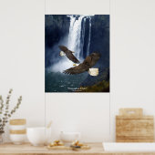 Bald Eagles & Waterfall Wildlife Art Poster (Keuken)
