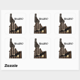 BALD ELGF - BRANDSTOFHOUT - IDAHO PATRIOT BLK VIERKANTE STICKER