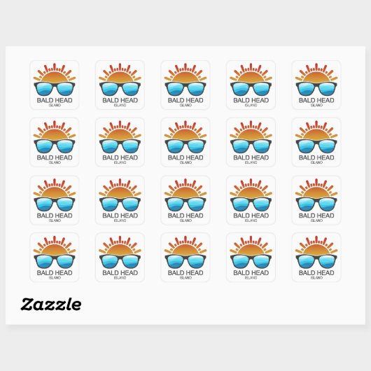 Bald Head Island North Carolina zonnebril Vierkante Sticker (Vel)