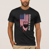 Bald Is Beautiful American Flag Bearded Man T-Shir T-shirt (Voorkant)