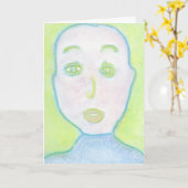 Bald Man Chalks Portret Spirituele kunst Kaart (Gele Bloem)