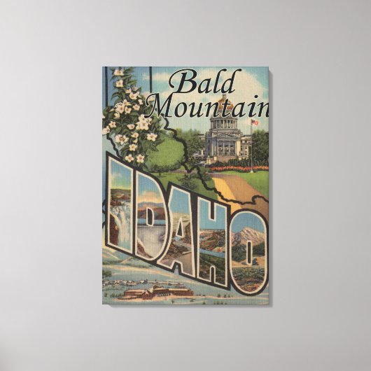 Bald Mountain, Idaho - Large Letter Scenes Canvas Afdruk (Voorkant)