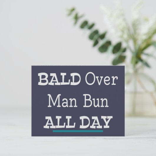 Bald over Man Bun, de hele dag Briefkaart (Staand voorkant)