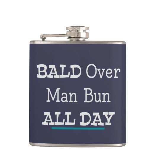 Bald over Man Bun, de hele dag Heupfles (Voorkant)
