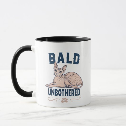 Bald Unbothered Sphynx Cat Graphic Art Mok (Links)