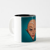 Bald vrouw. Moderne kunst Tweekleurige Koffiemok (Voorkant links)