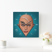 Bald vrouw. Moderne kunst Vierkante Klok (Huis)