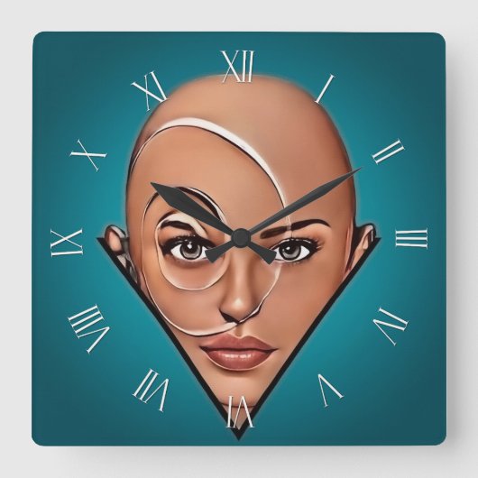 Bald vrouw. Moderne kunst Vierkante Klok (Voorkant)