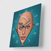 Bald vrouw. Moderne kunst Vierkante Klok (Hoek)