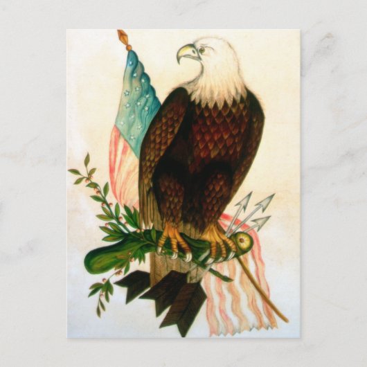 Baldenarend met vlag briefkaart (Voorkant)