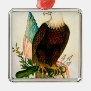 Baldenarend met vlag metalen ornament