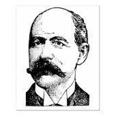 Balding Man met snor Portretstempel Rubberstempel (Afrduk)