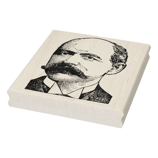 Balding Man met snor Portretstempel Rubberstempel (Stempel)