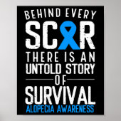 Baldness Hair Loss Blue Ribbon Alopecia Areata Awa Poster (Voorkant)