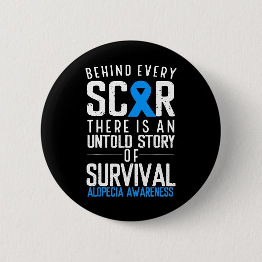 Baldness Hair Loss Blue Ribbon Alopecia Areata Awa Ronde Button 5,7 Cm (Voorkant)