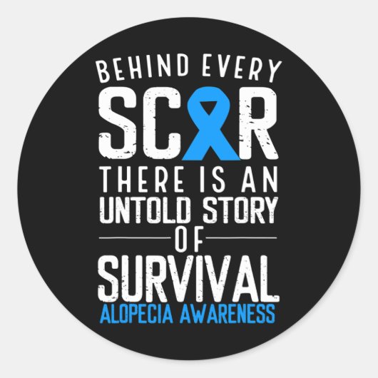 Baldness Hair Loss Blue Ribbon Alopecia Areata Awa Ronde Sticker (Voorkant)