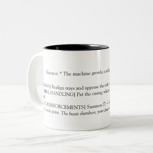 Baldur's Gate 3 Geïnspireerd - Printer Jam Tweekleurige Koffiemok (Voorkant links)