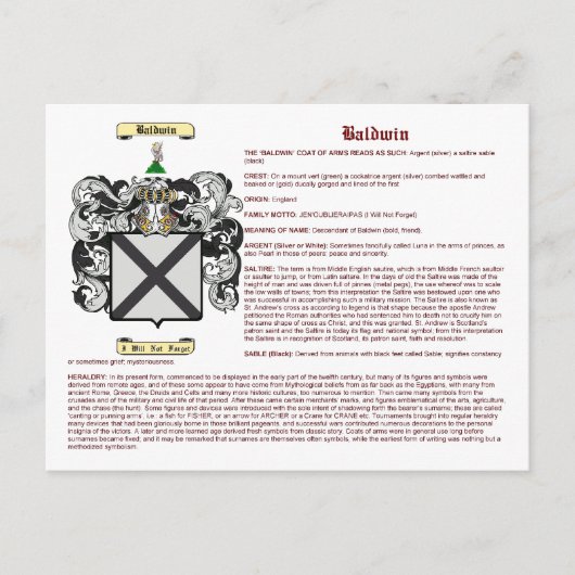 Baldwin (betekenis) briefkaart (Voorkant)