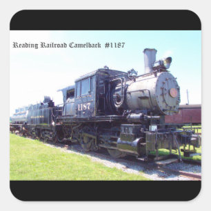 Baldwin Built Reading Railroad Camelback #1187 Vierkante Sticker
