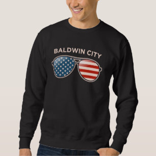 Baldwin City, KS Amerikaanse vlag zonnebril Trui