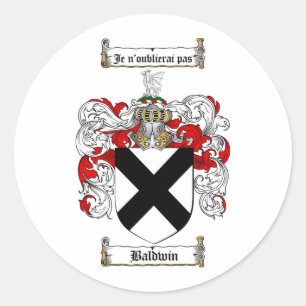 BALDWIN FAMILIE CREST - BALDWINCOAT VAN WAPENS RONDE STICKER