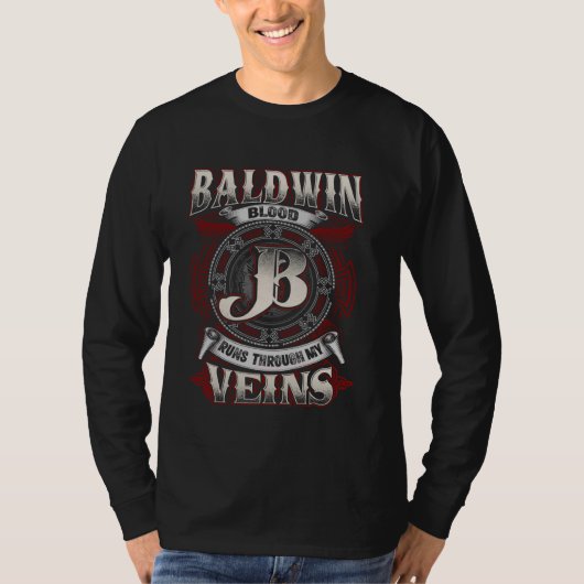 Baldwin familienaam, loopt door mijn aderen t-shirt (Voorkant)