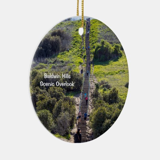 Baldwin Hills Schilderachtig Overlook, Los Angeles Keramisch Ornament (Rechts)