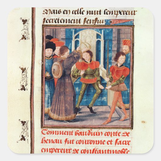 Baldwin I Zesde graaf van Hainaut vol Vierkante Sticker (Voorkant)