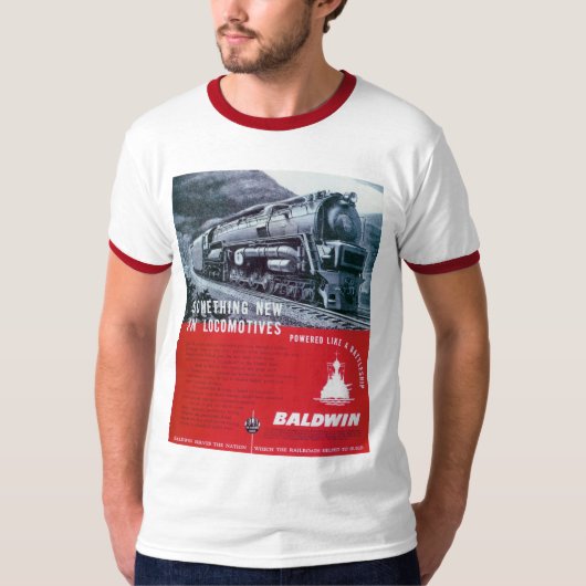 Baldwin-locomotief S-2-stoamlocomotief Ringer T-shirt (Voorkant)