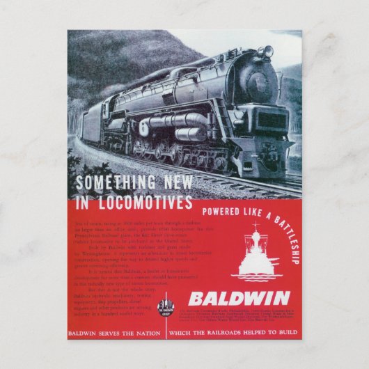 Baldwin-locomotief S-2-stoomturbine Briefkaart (Voorkant)