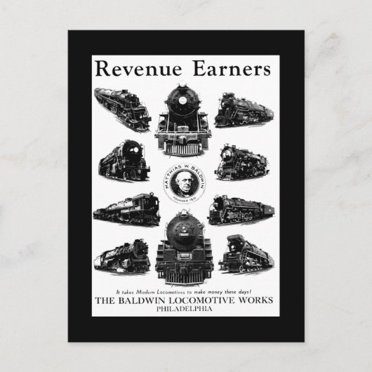 Baldwin-locomotieven, inkomsten briefkaart (Voorkant)