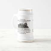 Baldwin Locomotive Works 1895 Beer Stein Bierpul (Voorkant links)