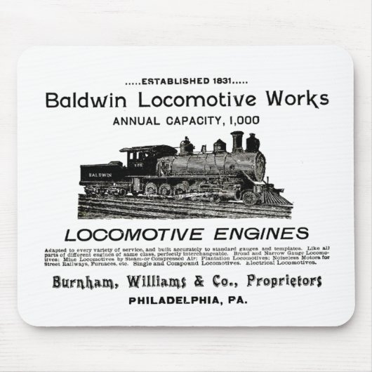 Baldwin Locomotive Works 1895 Muismat (Voorkant)