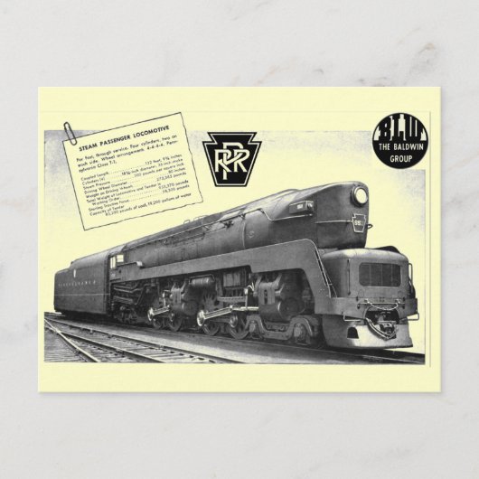 Baldwin-Pennsylvania Railroad T-1 Steam Locomotive Briefkaart (Voorkant)