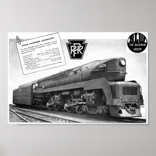 Baldwin-Pennsylvania Railroad T-1 Steam Locomotive Poster (Voorkant)