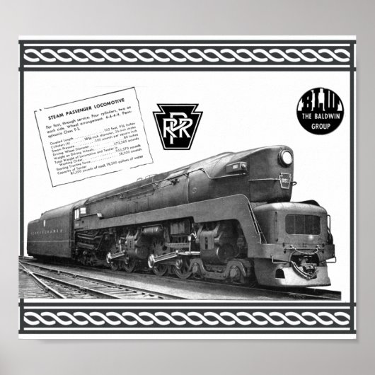 Baldwin-Pennsylvania Railroad T-1 Steam Locomotive Poster (Voorkant)