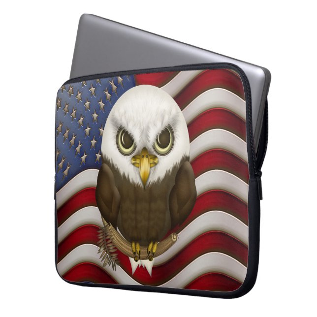 Baldwin the Cute Bald Eagle Laptop Sleeve (Voorkant Links)