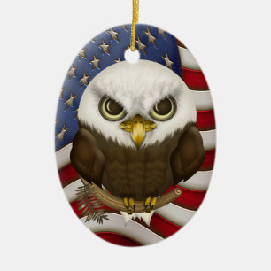 Baldwin the Cute Bald Eagle Personalized Keramisch Ornament