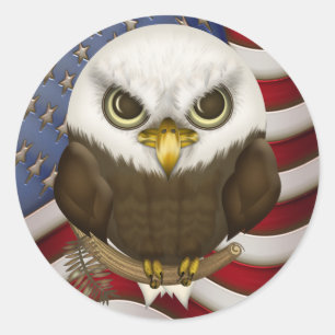 Baldwin the Cute Bald Eagle Ronde Sticker