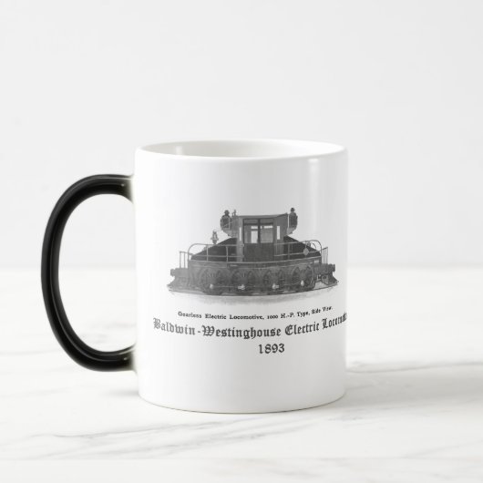 Baldwin Westinghouse Elektrische locomotief 1893 Magische Mok (Links)