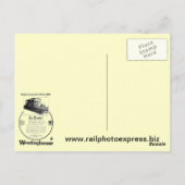 Baldwin-Westinghouse Locomotive 1923 Briefkaart (Achterkant)