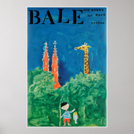 Bâle, au bord du Rhin, Suisse, Travel Poster