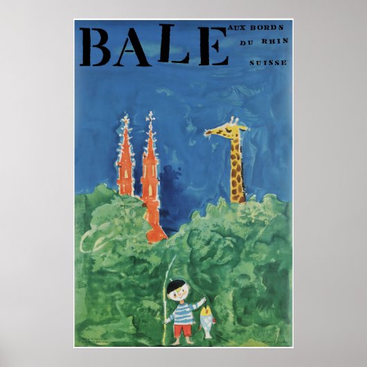 Bâle, au bord du Rhin, Suisse, Travel Poster (Voorkant)