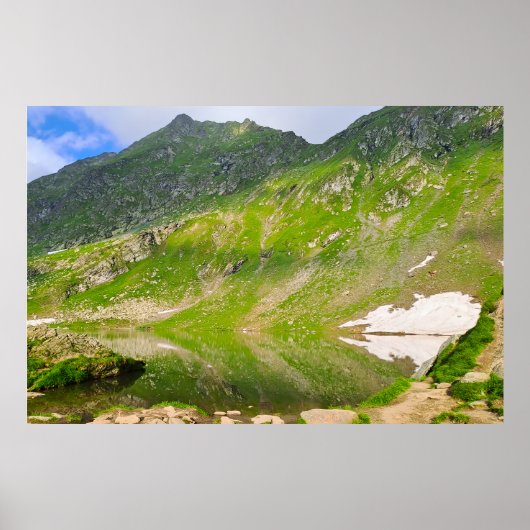 Balea-meer berghelling – Roemeense alpiene afdruk Poster (Voorkant)